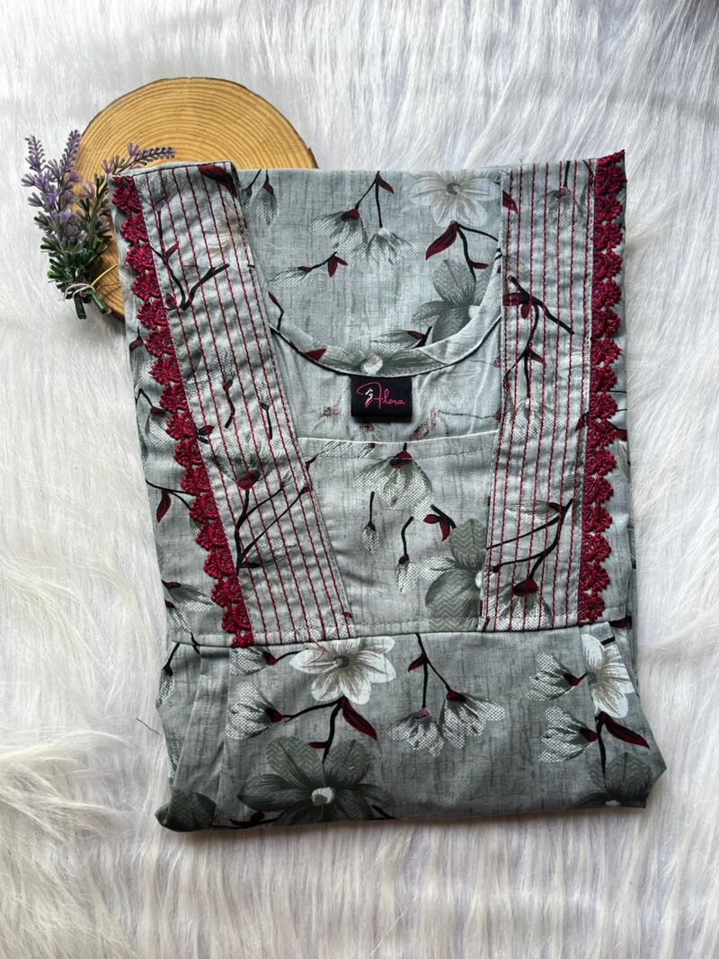 Pure Cotton V-Neck Pleated Nighty