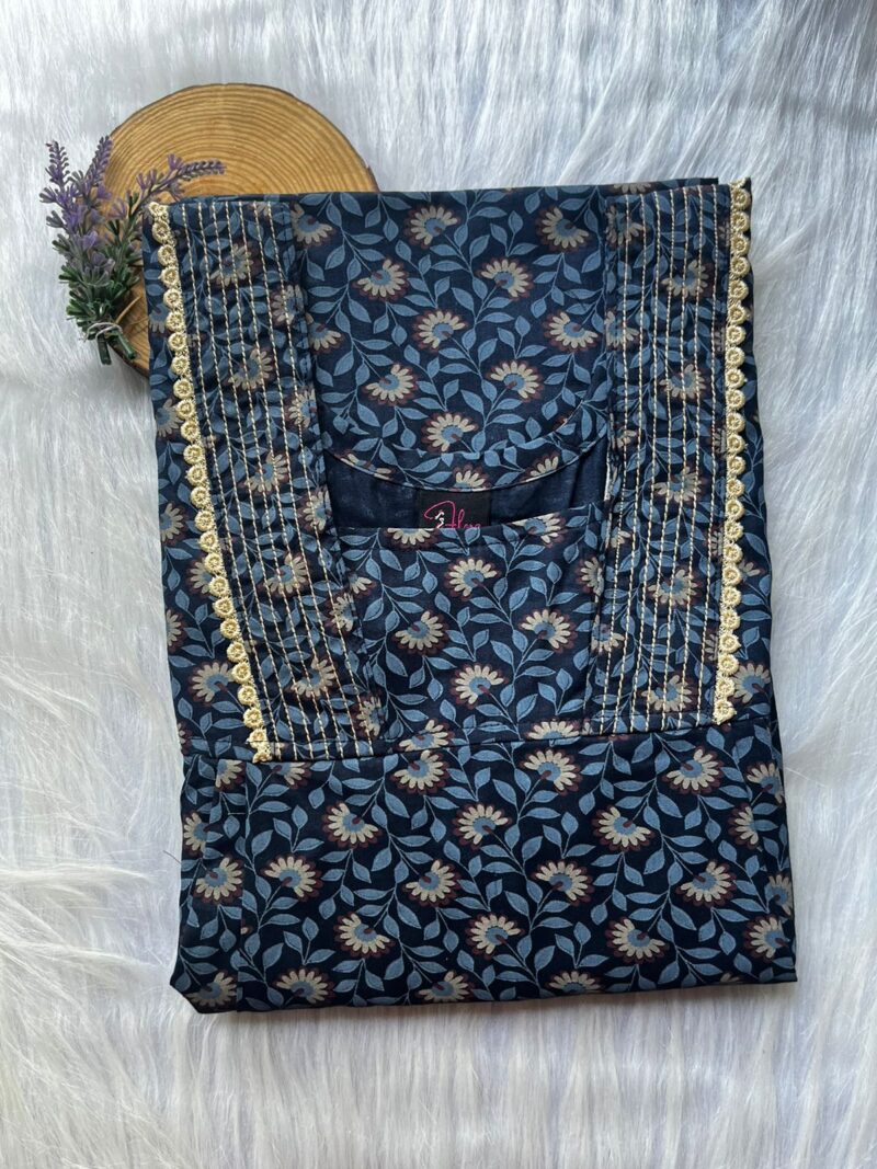 Pure Cotton V-Neck Pleated Nighty