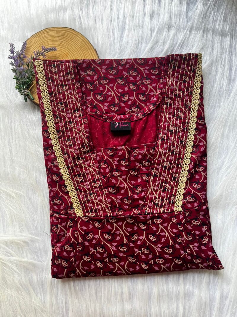 Pure Cotton V-Neck Pleated Nighty