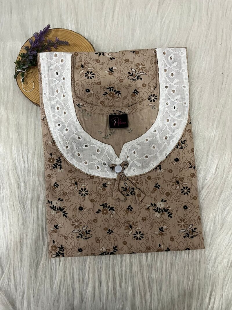 Pure Cotton Aqaba Round Neck Churidhar Cut Nighty