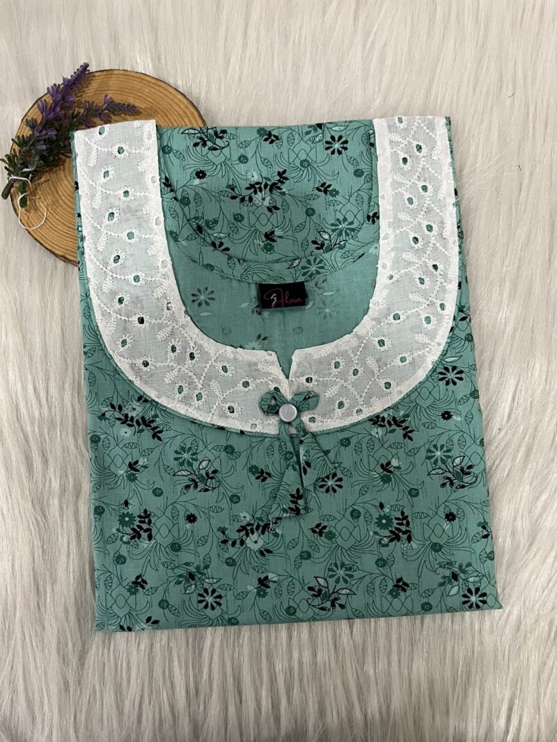 Pure Cotton Aqaba Round Neck Churidhar Cut Nighty