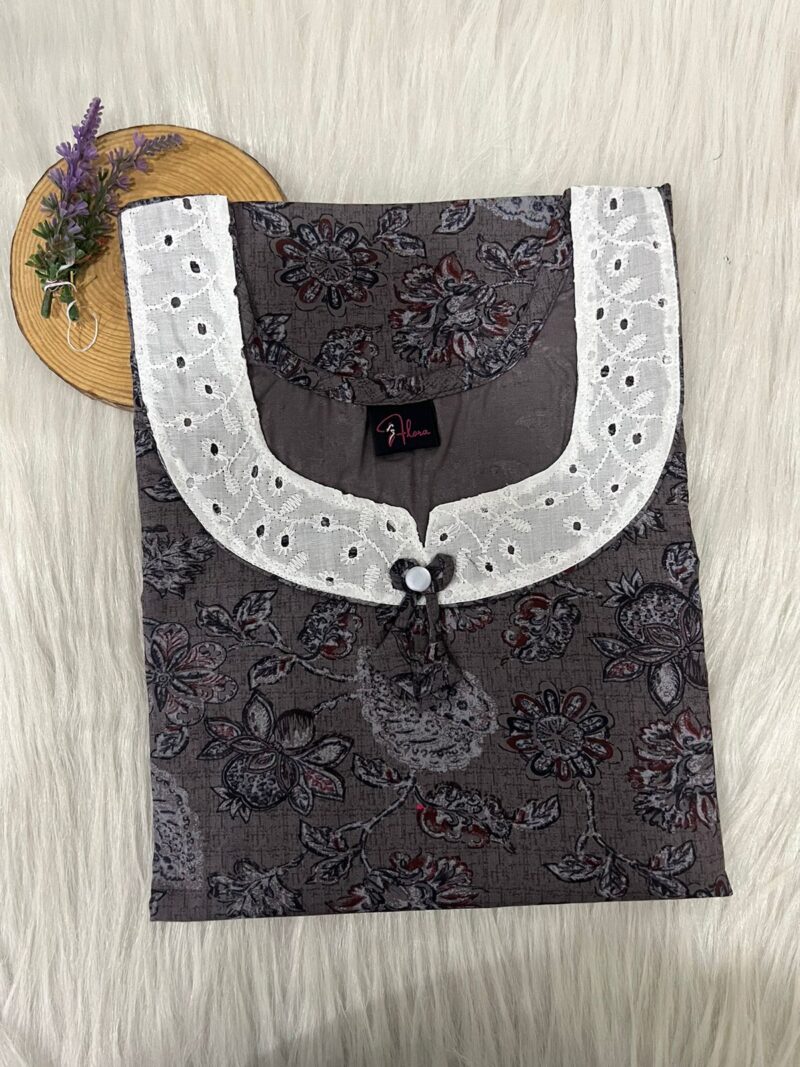 Pure Cotton Aqaba Round Neck Churidhar Cut Nighty