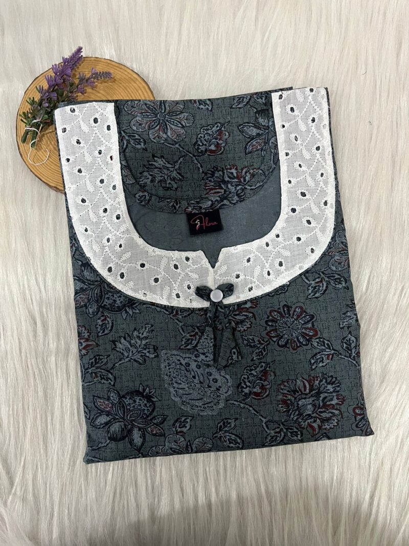 Pure Cotton Aqaba Round Neck Churidhar Cut Nighty