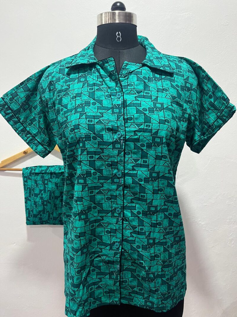 FULL OPEN BUTTON COTTON NIGHT DRESS