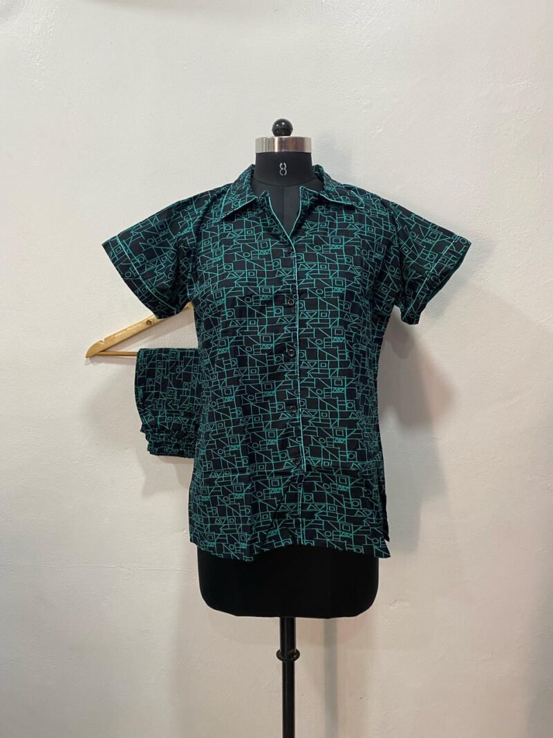 FULL OPEN BUTTON COTTON NIGHT DRESS