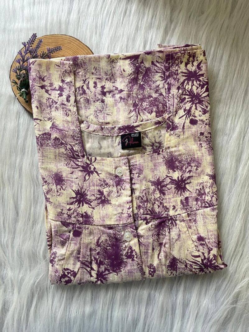 Full Open Button Pleated Nighty