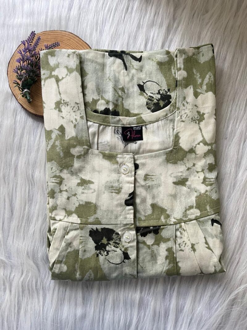 Full Open Button Pleated Nighty