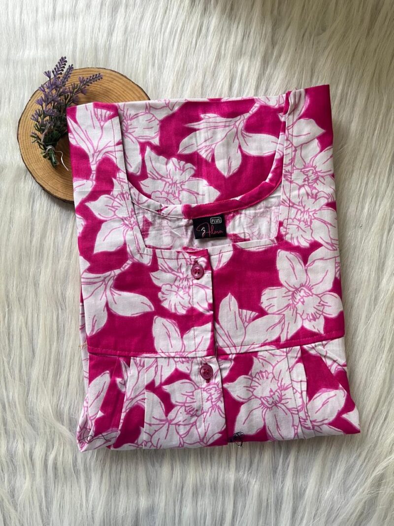 Full Open Button Pleated Nighty