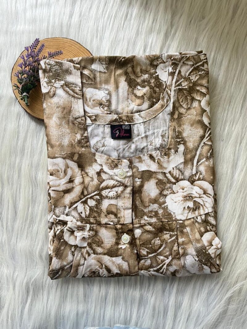 Full Open Button Pleated Nighty