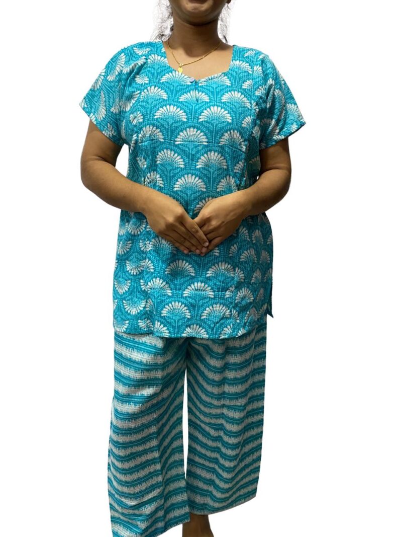 Kantha Cotton Feeding Nightdress With Palazzo Pant