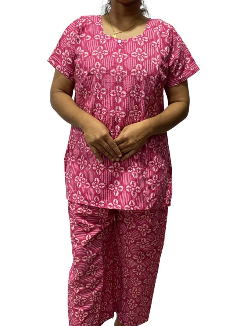 Kantha Cotton Feeding Nightdress With Palazzo Pant