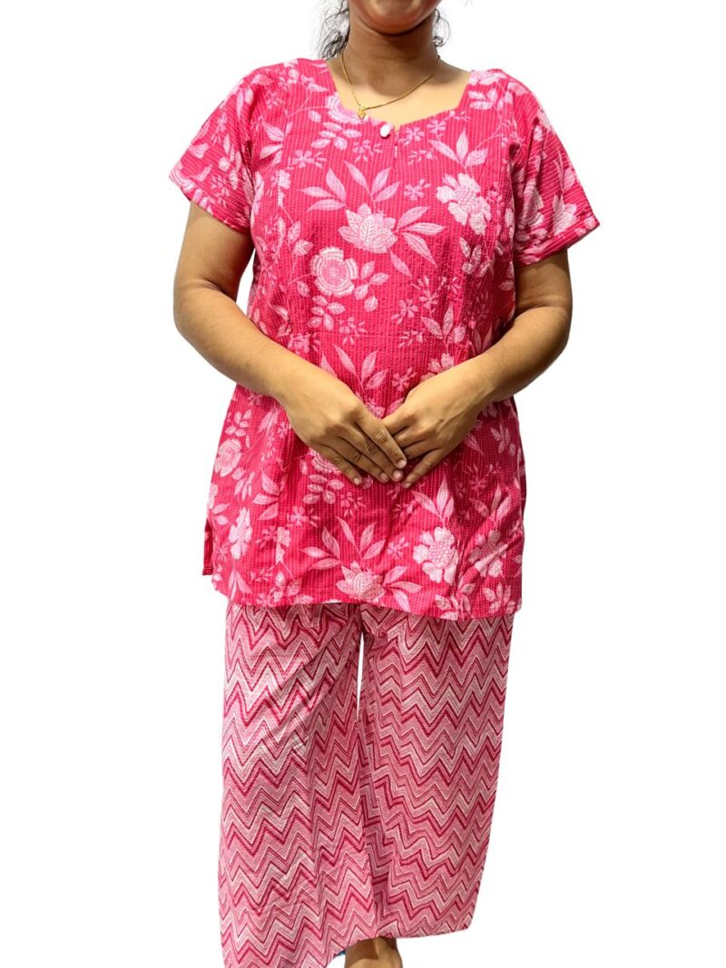 Kantha Cotton Feeding Nightdress With Palazzo Pant
