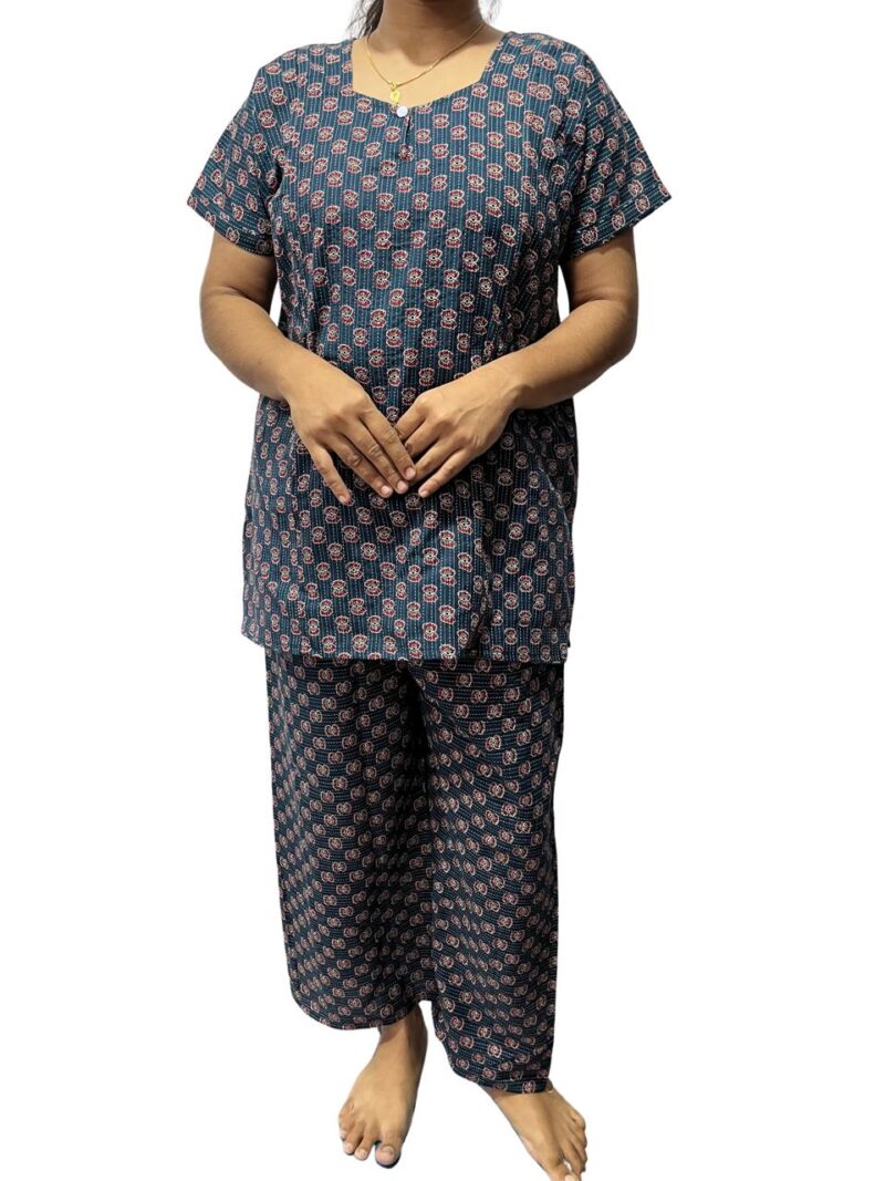Kantha Cotton Feeding Nightdress With Palazzo Pant