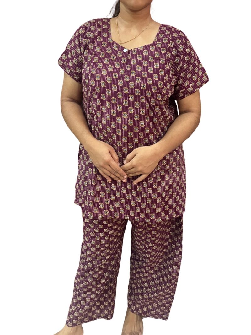 Kantha Cotton Feeding Nightdress With Palazzo Pant