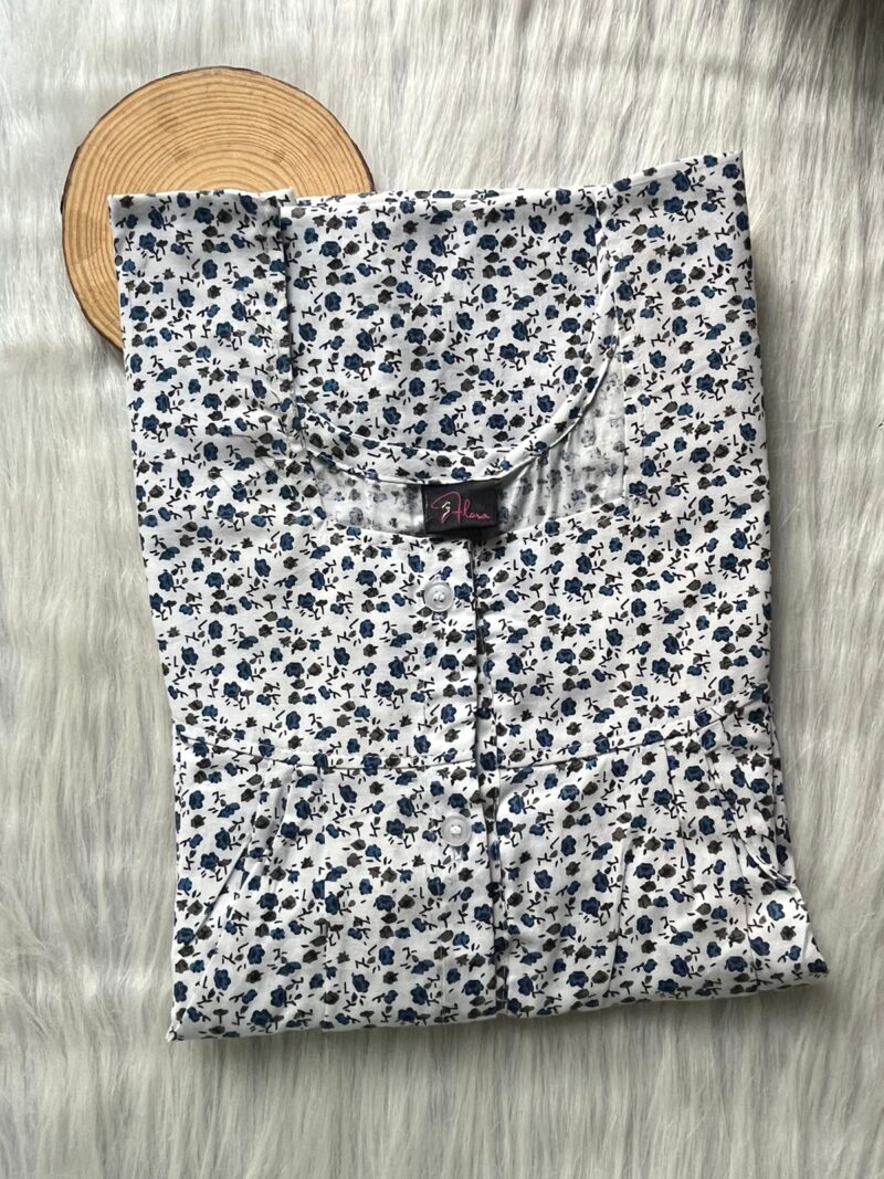 Pleated Full Open Button Nighty