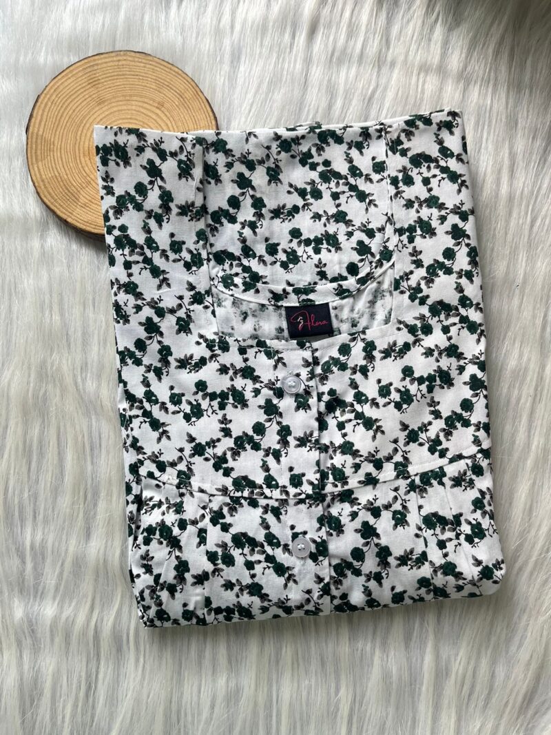 Pleated Full Open Button Nighty