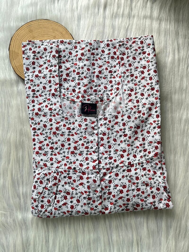 Pleated Full Open Button Nighty