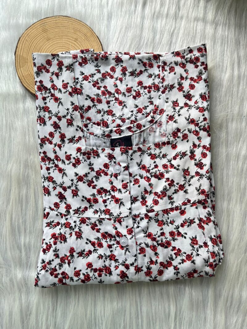 Pleated Full Open Button Nighty