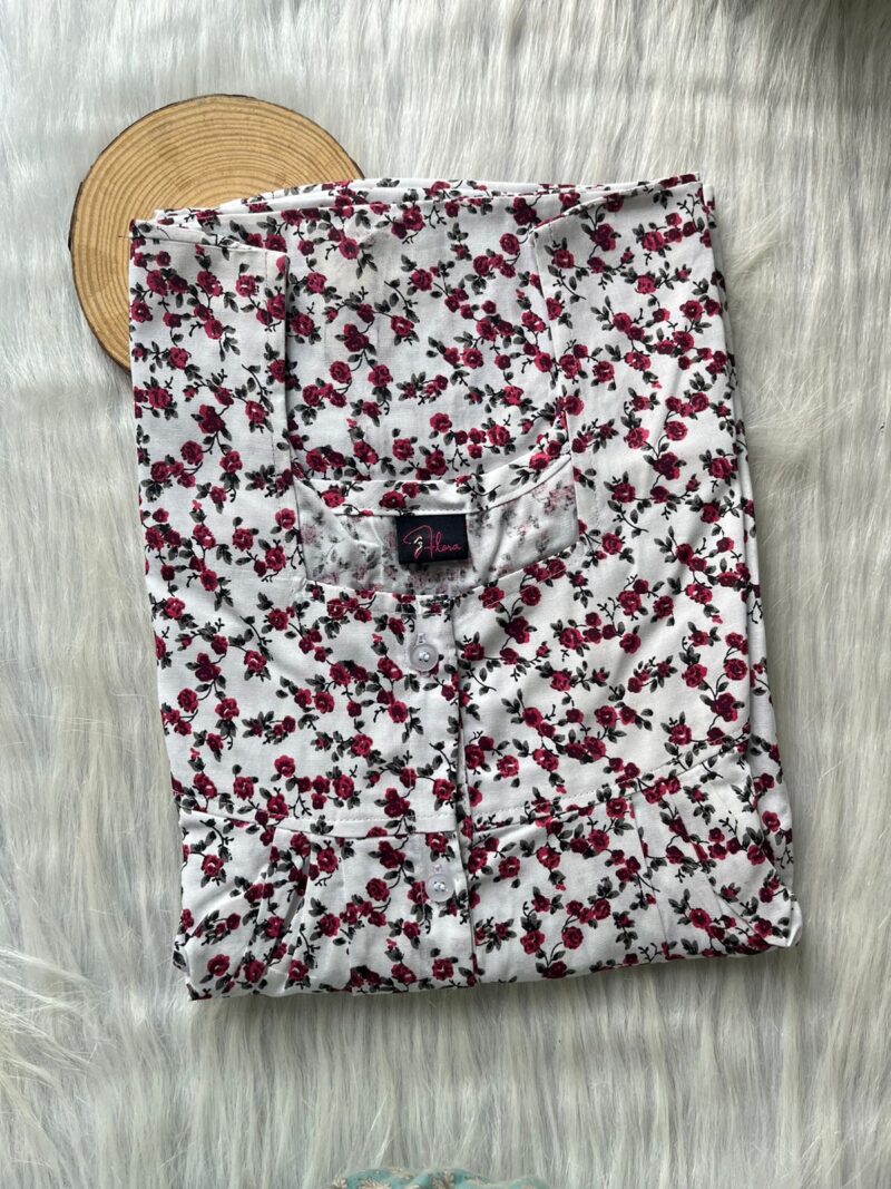 Pleated Full Open Button Nighty