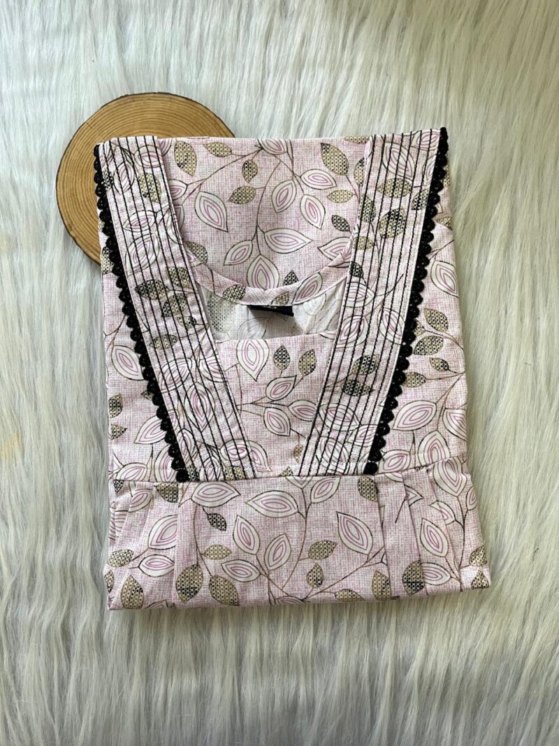 Pure Cotton V-Neck Pleated Nighty