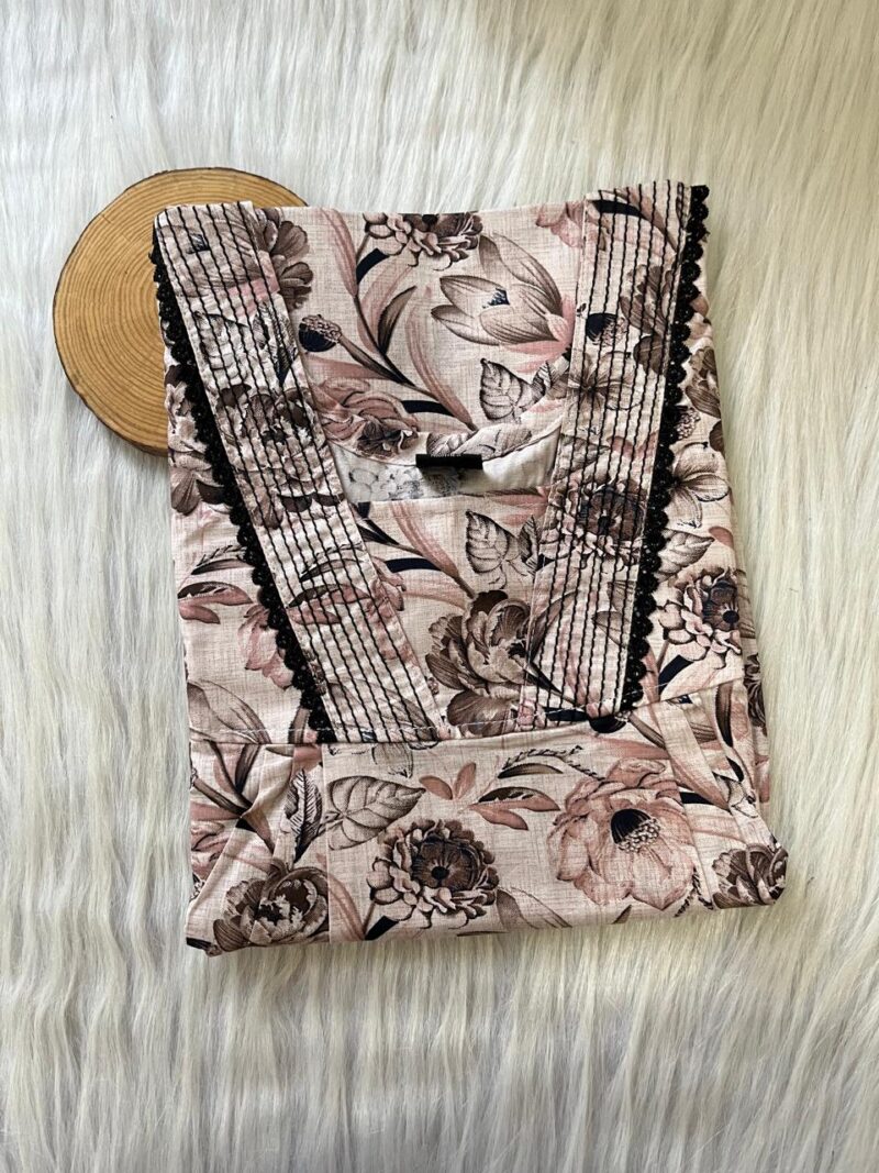 Pure Cotton V-Neck Pleated Nighty