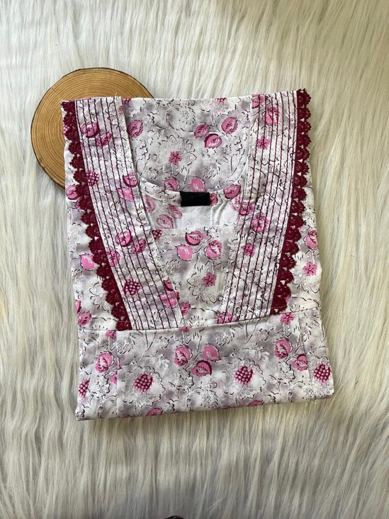 Pure Cotton V-Neck Pleated Nighty