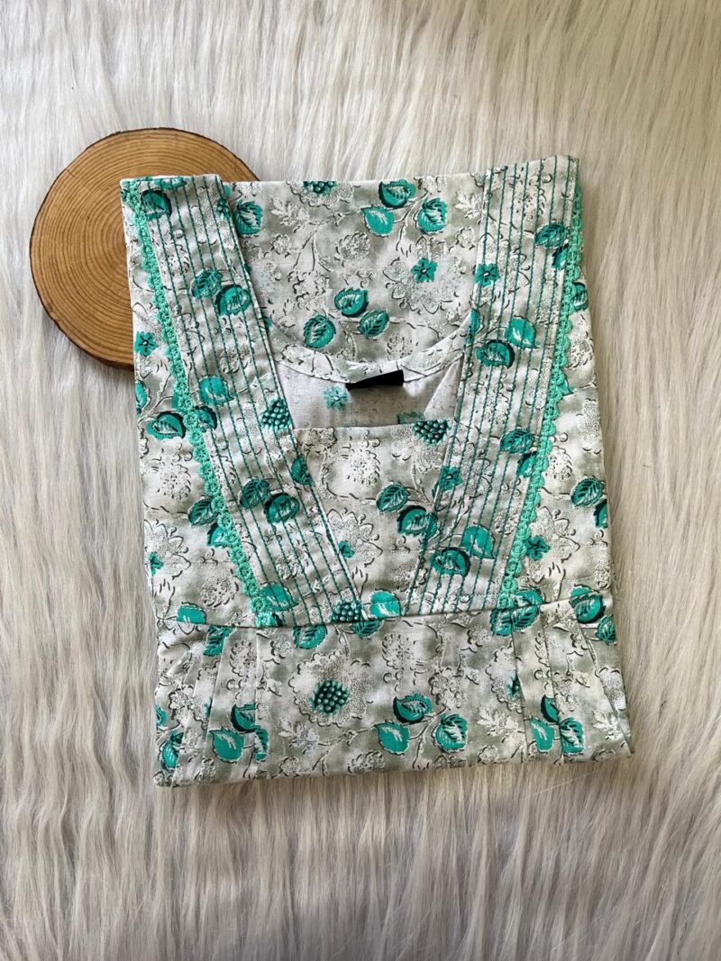 Pure Cotton V-Neck Pleated Nighty