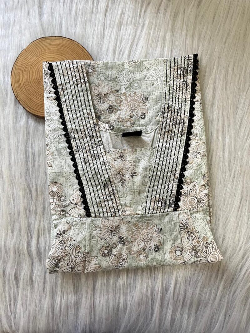 Pure Cotton V-Neck Pleated Nighty