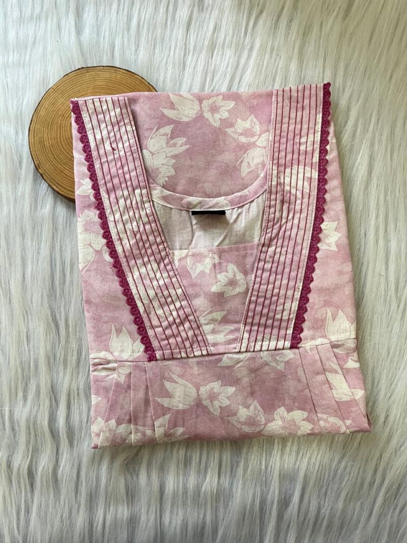 Pure Cotton V-Neck Pleated Nighty