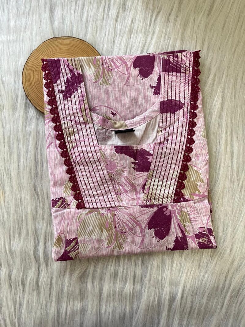 Pure Cotton V-Neck Pleated Nighty