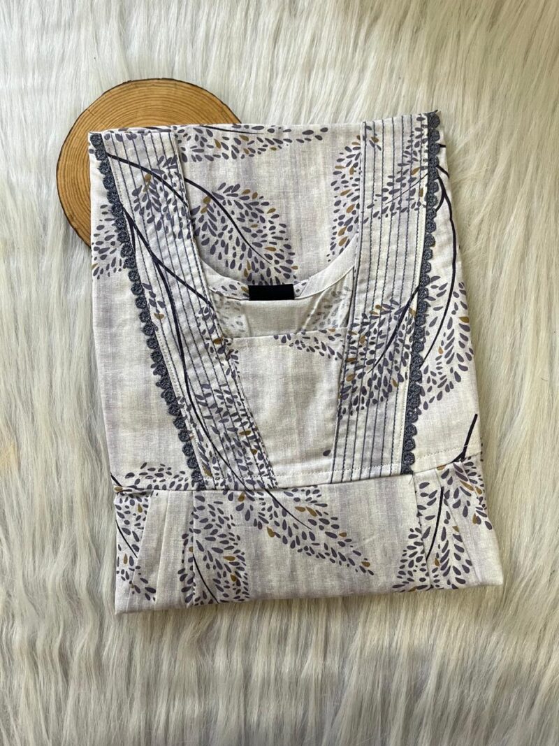 Pure Cotton V-Neck Pleated Nighty