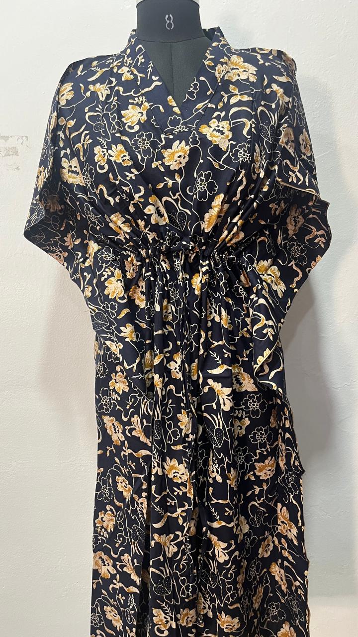 SHORT FEEDING KAFTAN NIGHTY WITH SHAWL COLLAR V NECK 47"INCHES  LENGTH