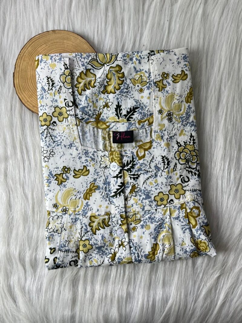 Pleated Full Open Button Nighty