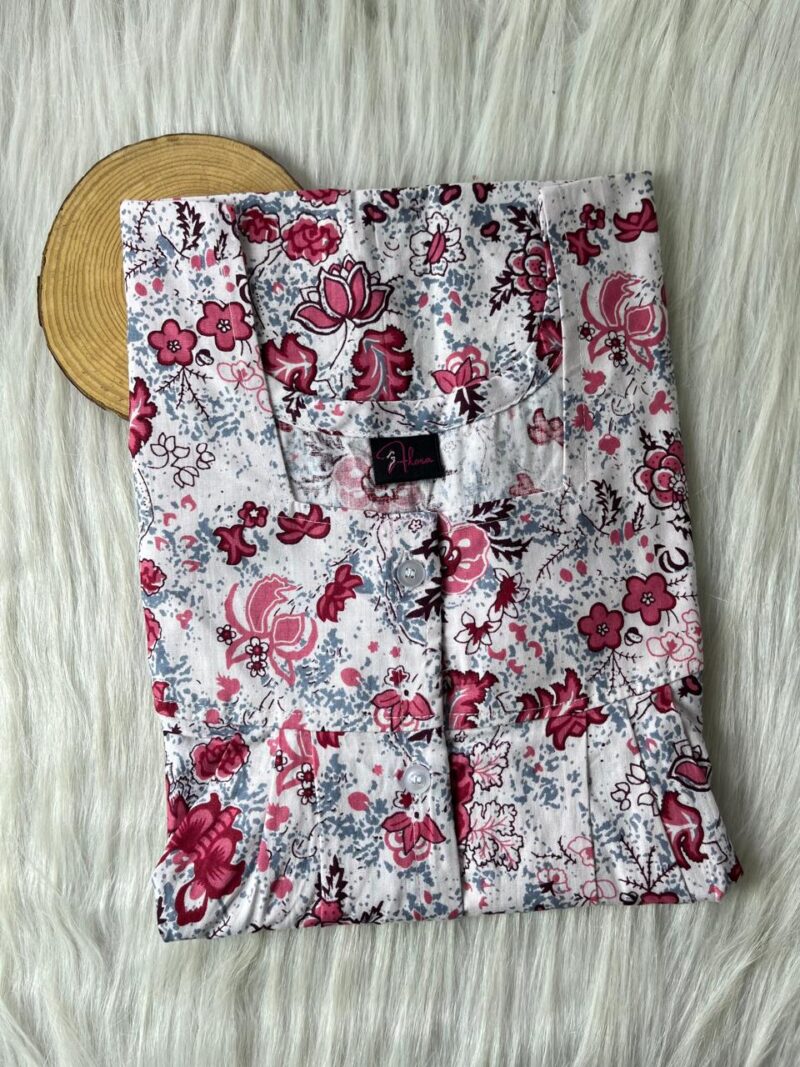 Pleated Full Open Button Nighty