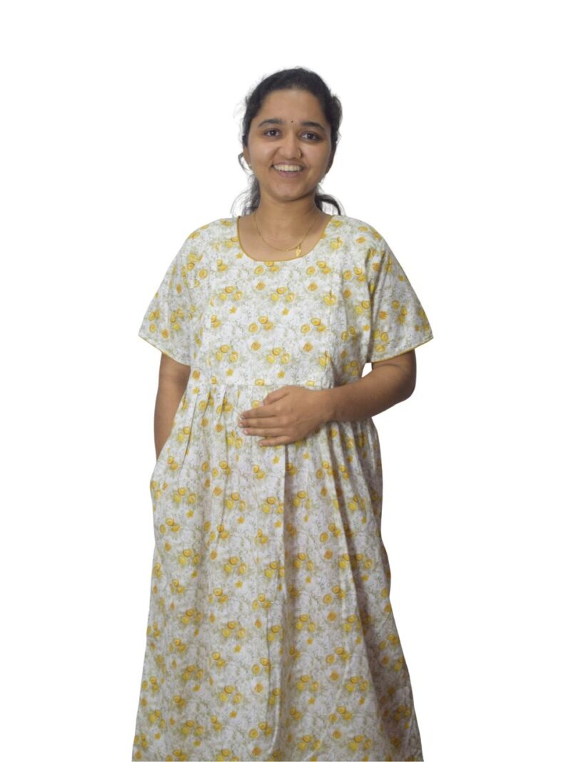 PURE COTTON FEEDING FROCK WITH SIDE POCKET