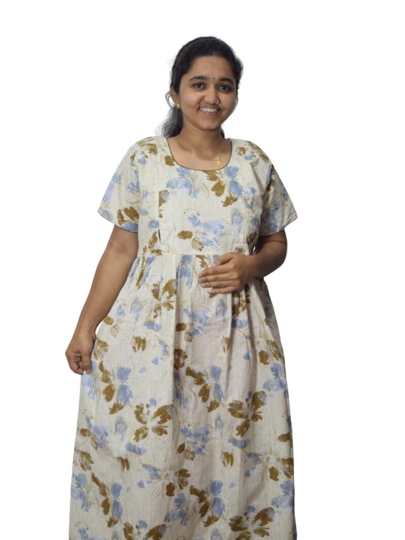 PURE COTTON FEEDING FROCK WITH SIDE POCKET