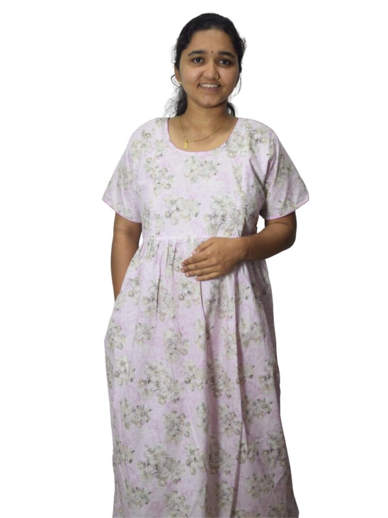 PURE COTTON FEEDING FROCK WITH SIDE POCKET