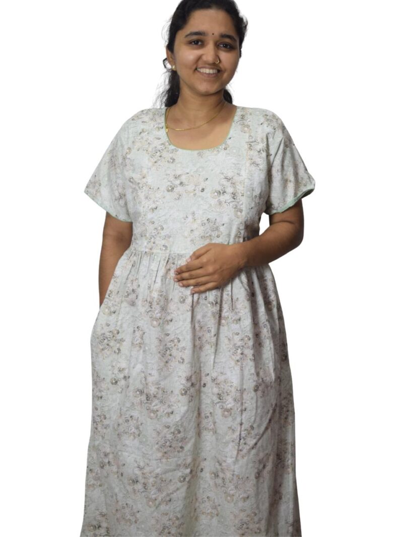 PURE COTTON FEEDING FROCK WITH SIDE POCKET