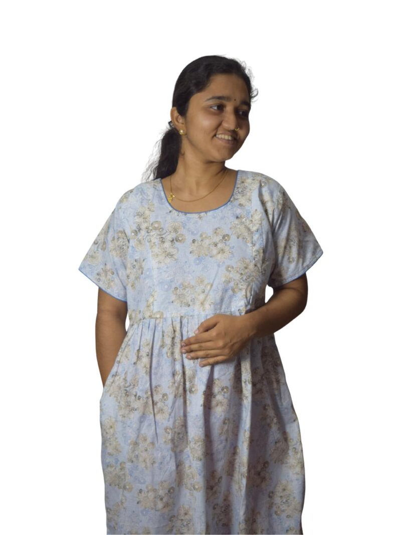 PURE COTTON FEEDING FROCK WITH SIDE POCKET