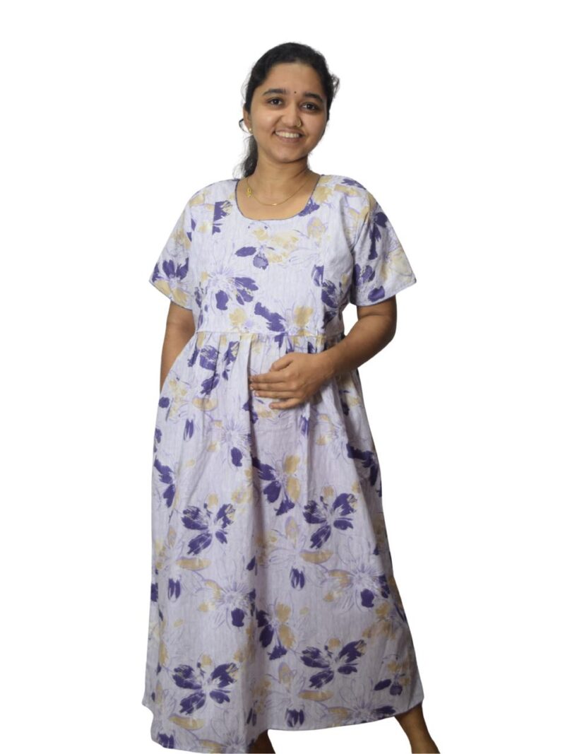 PURE COTTON FEEDING FROCK WITH SIDE POCKET
