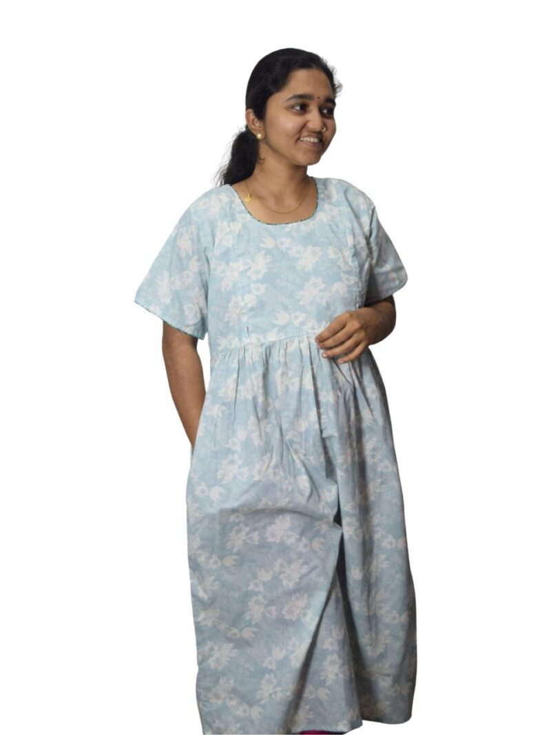 PURE COTTON FEEDING FROCK WITH SIDE POCKET