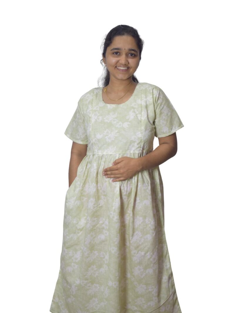 PURE COTTON FEEDING FROCK WITH SIDE POCKET