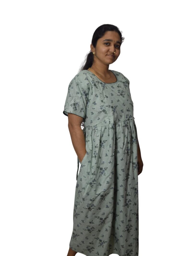 PURE COTTON FEEDING FROCK WITH SIDE POCKET