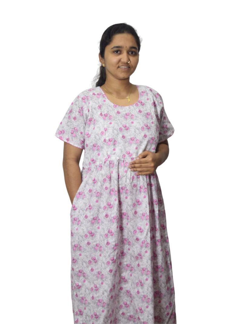 PURE COTTON FEEDING FROCK WITH SIDE POCKET