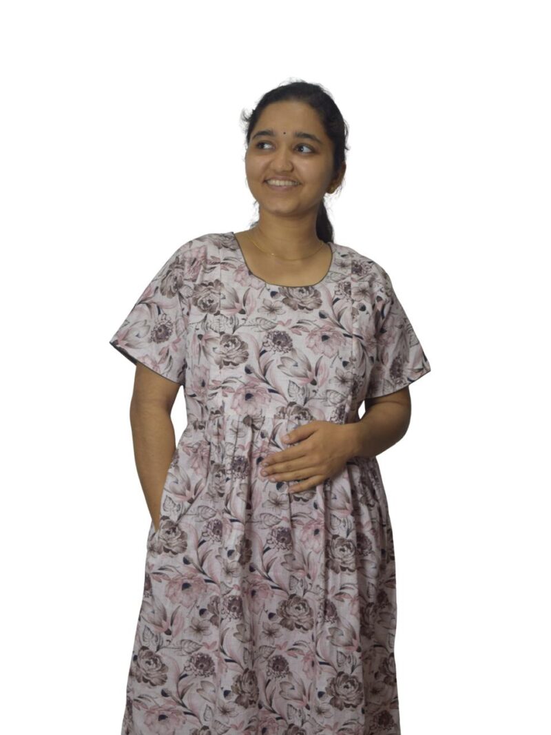 PURE COTTON FEEDING FROCK WITH SIDE POCKET