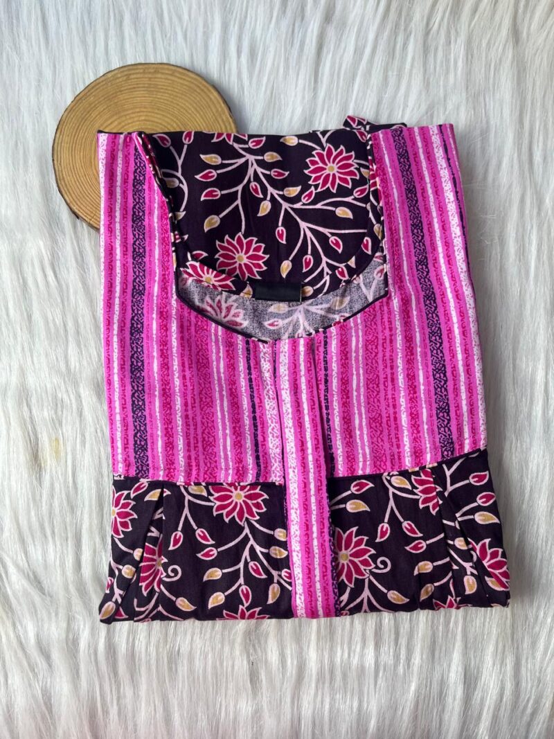 Cotton Feeding Nighty With Two Side Vertical Zip and Single Centre Zip