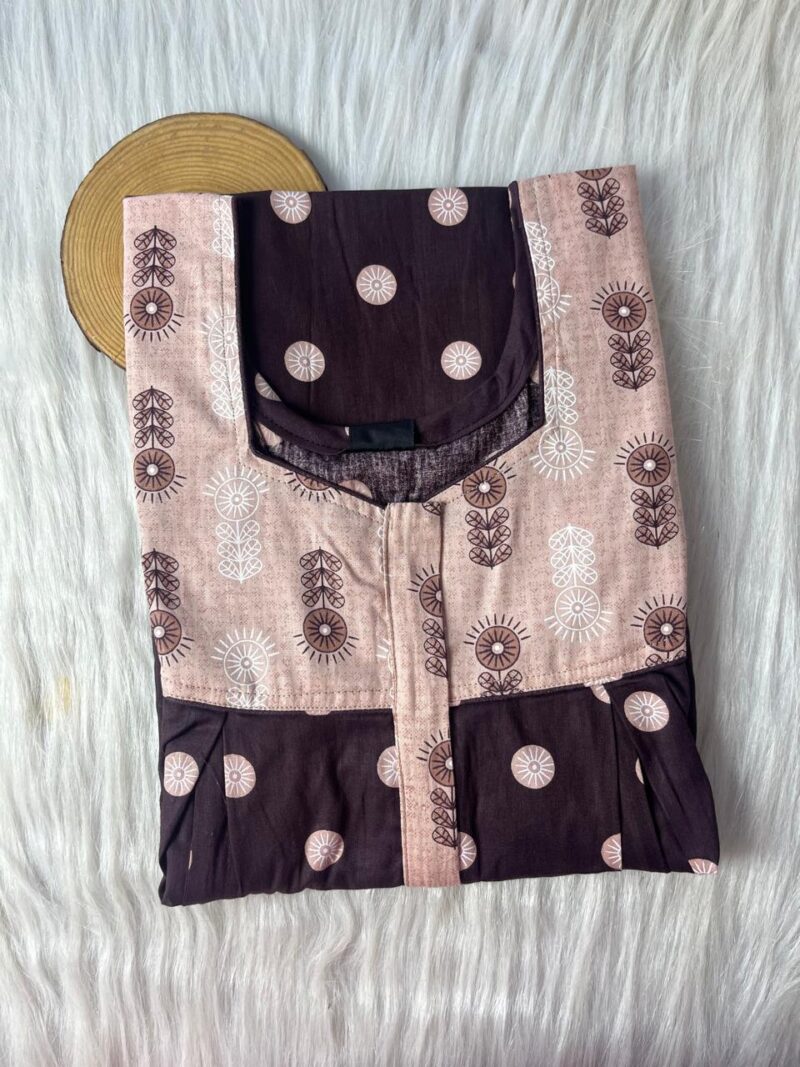 Cotton Feeding Nighty With Two Side Vertical Zip and Single Centre Zip