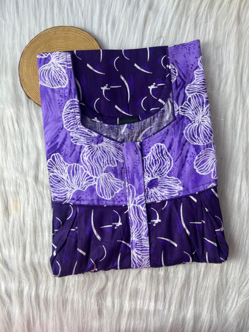 Cotton Feeding Nighty With Two Side Vertical Zip and Single Centre Zip