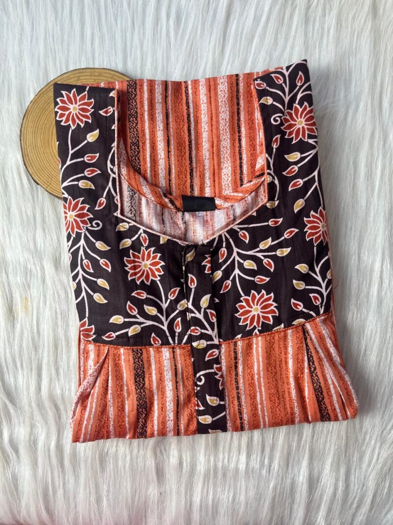 Cotton Feeding Nighty With Two Side Vertical Zip and Single Centre Zip