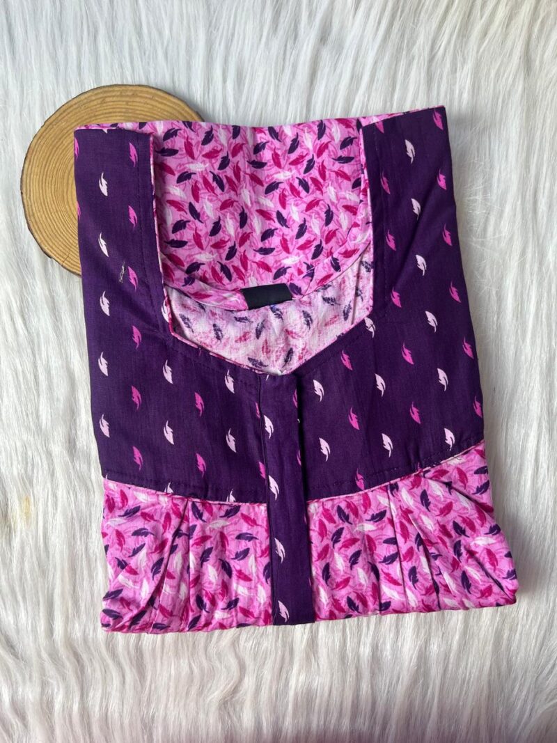 Cotton Feeding Nighty With Two Side Vertical Zip and Single Centre Zip